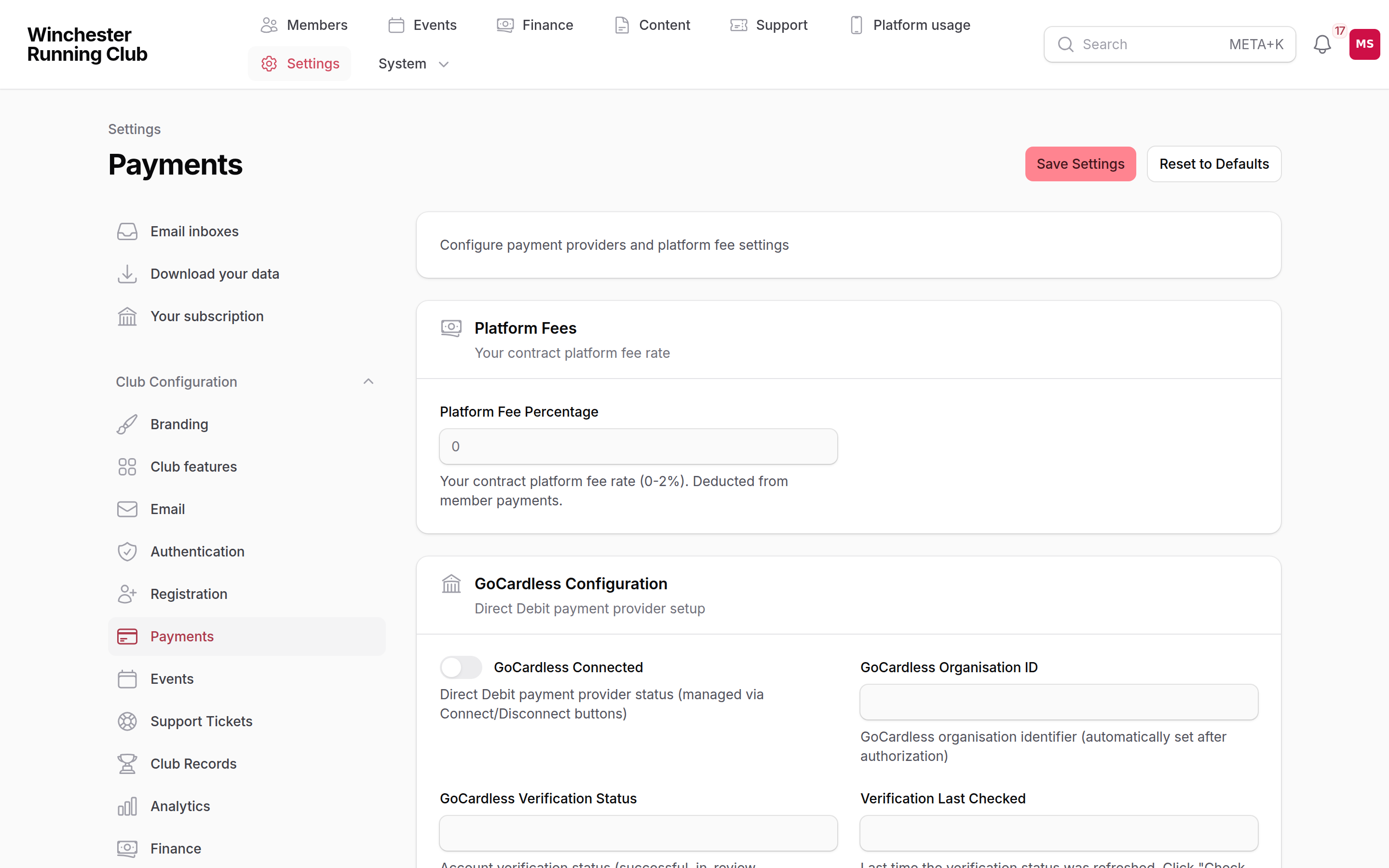 Settings → Payments in the admin panel